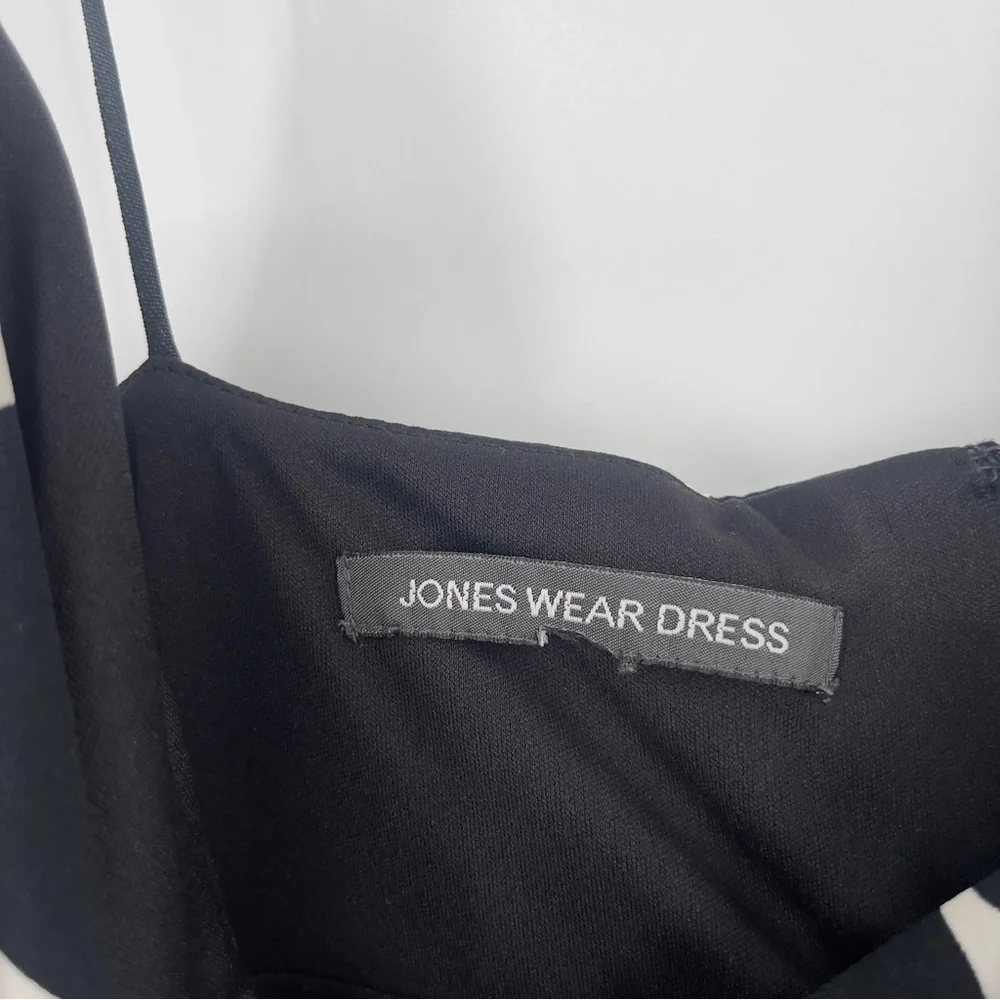 Jones Wear Black & White Polka Dot Spaghetti Strap Midi Party Dress
